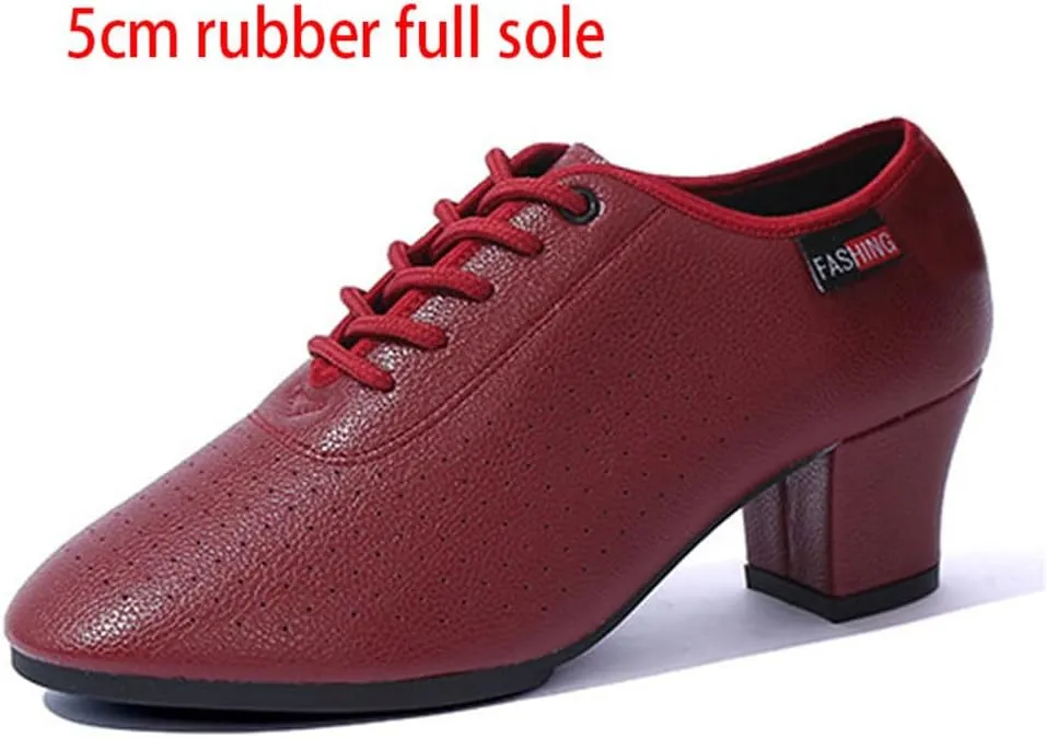 Women's Casual Dance Shoes, Middle Heels Latin Ballroom Dancing Shoes Rubber Full Sole Salsa Dance Dance