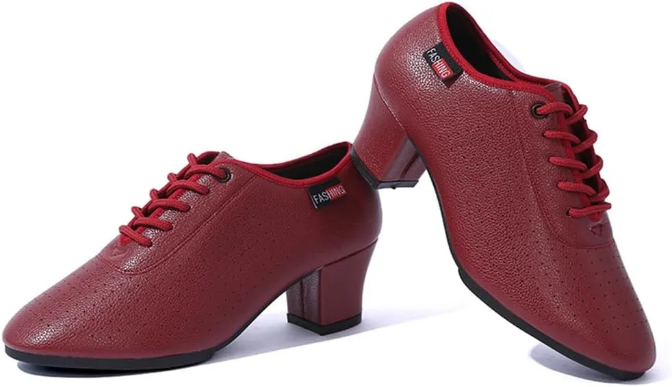 Women's Casual Dance Shoes, Middle Heels Latin Ballroom Dancing Shoes Rubber Full Sole Salsa Dance Dance