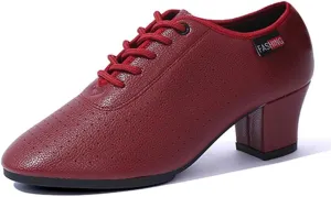 Women's Casual Dance Shoes, Middle Heels Latin Ballroom Dancing Shoes Rubber Full Sole Salsa Dance Dance