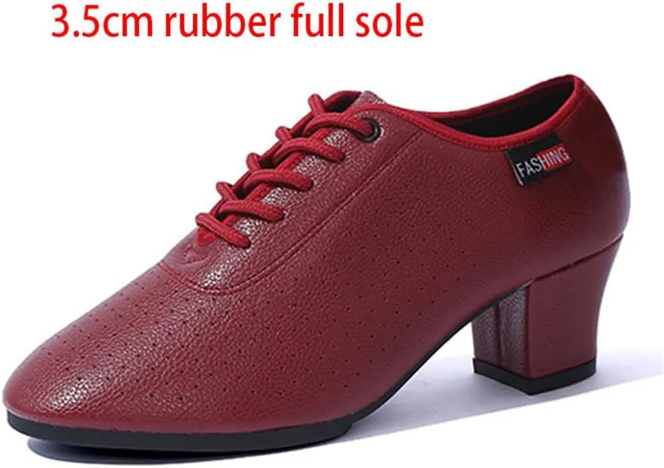 Women's Casual Dance Shoes, Middle Heels Latin Ballroom Dancing Shoes Rubber Full Sole Salsa Dance Dance