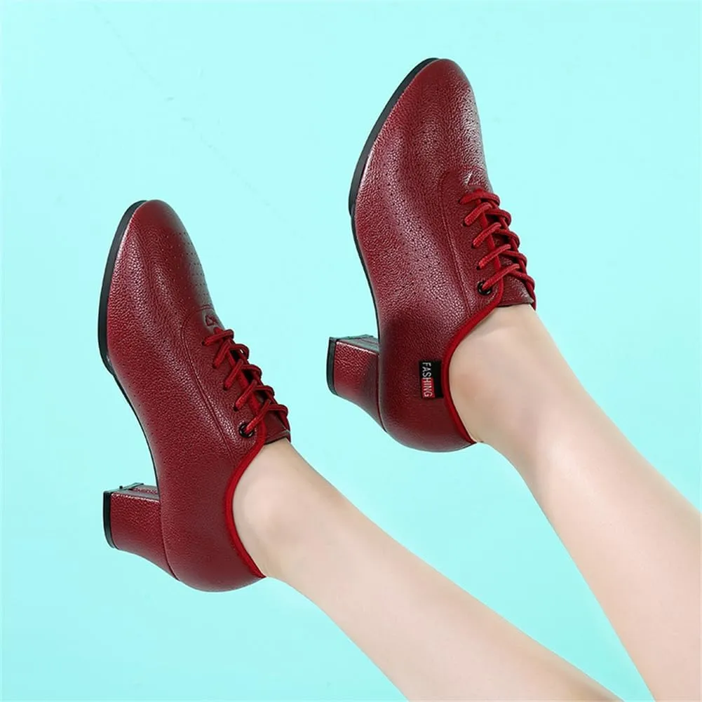 Women's Casual Dance Shoes, Middle Heels Latin Ballroom Dancing Shoes Rubber Full Sole Salsa Dance Dance