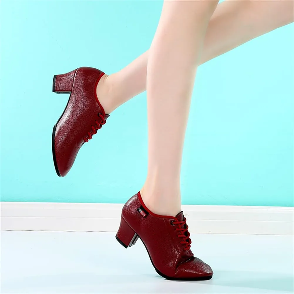 Women's Casual Dance Shoes, Middle Heels Latin Ballroom Dancing Shoes Rubber Full Sole Salsa Dance Dance