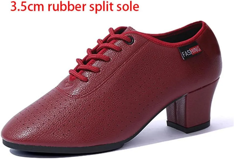 Women's Casual Dance Shoes, Middle Heels Latin Ballroom Dancing Shoes Rubber Full Sole Salsa Dance Dance
