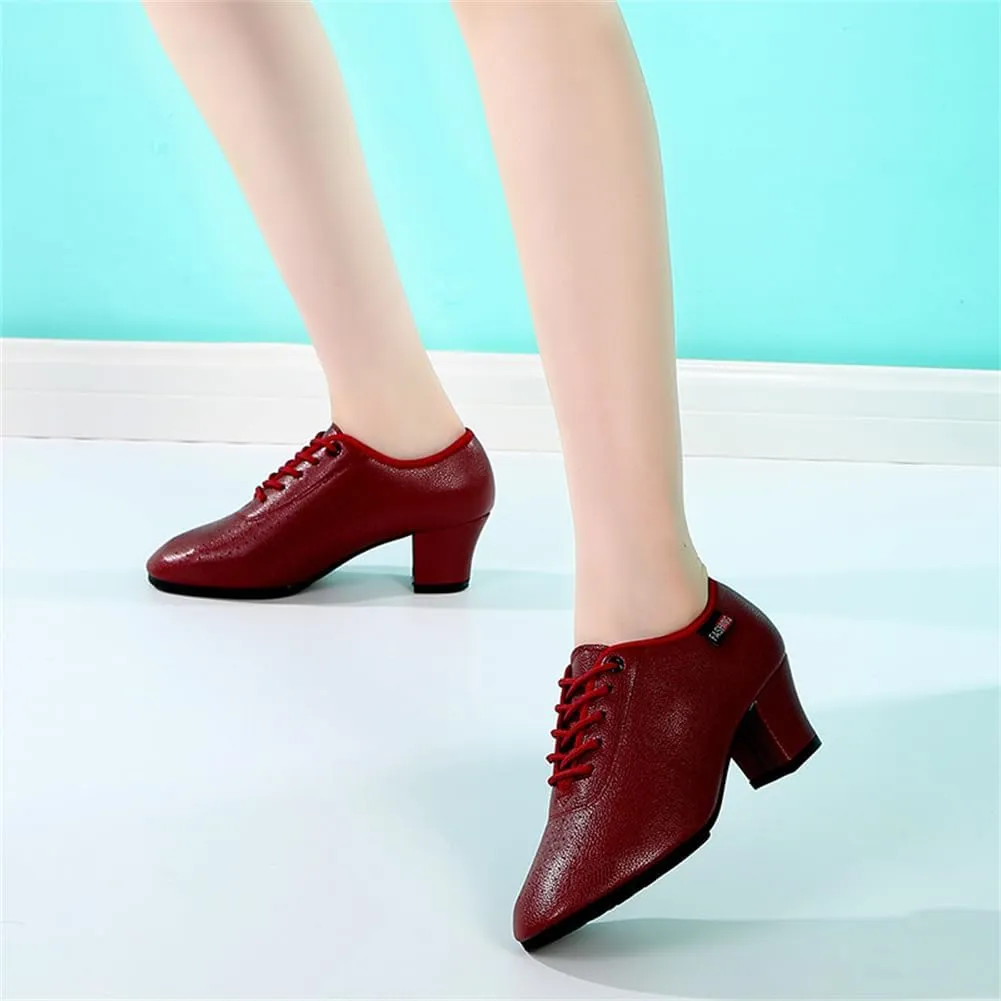 Women's Casual Dance Shoes, Middle Heels Latin Ballroom Dancing Shoes Rubber Full Sole Salsa Dance Dance