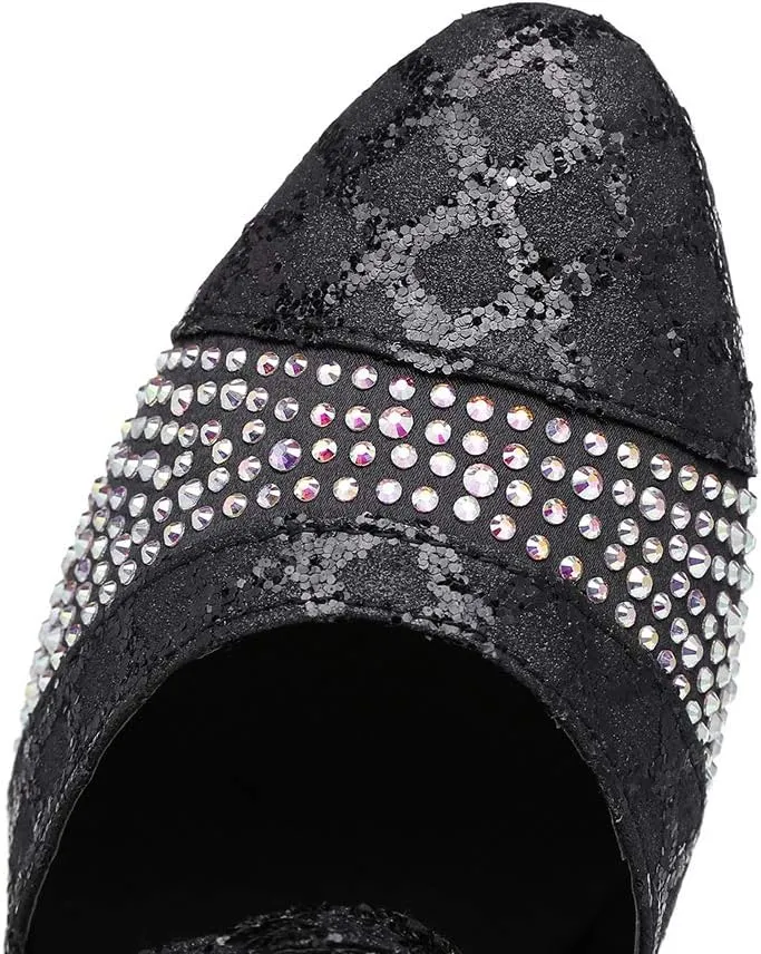 Women's Closed Toe Latin Ballroom Character Dance Shoes Satin Sequin Tango Salsa Party Dancing Shoes