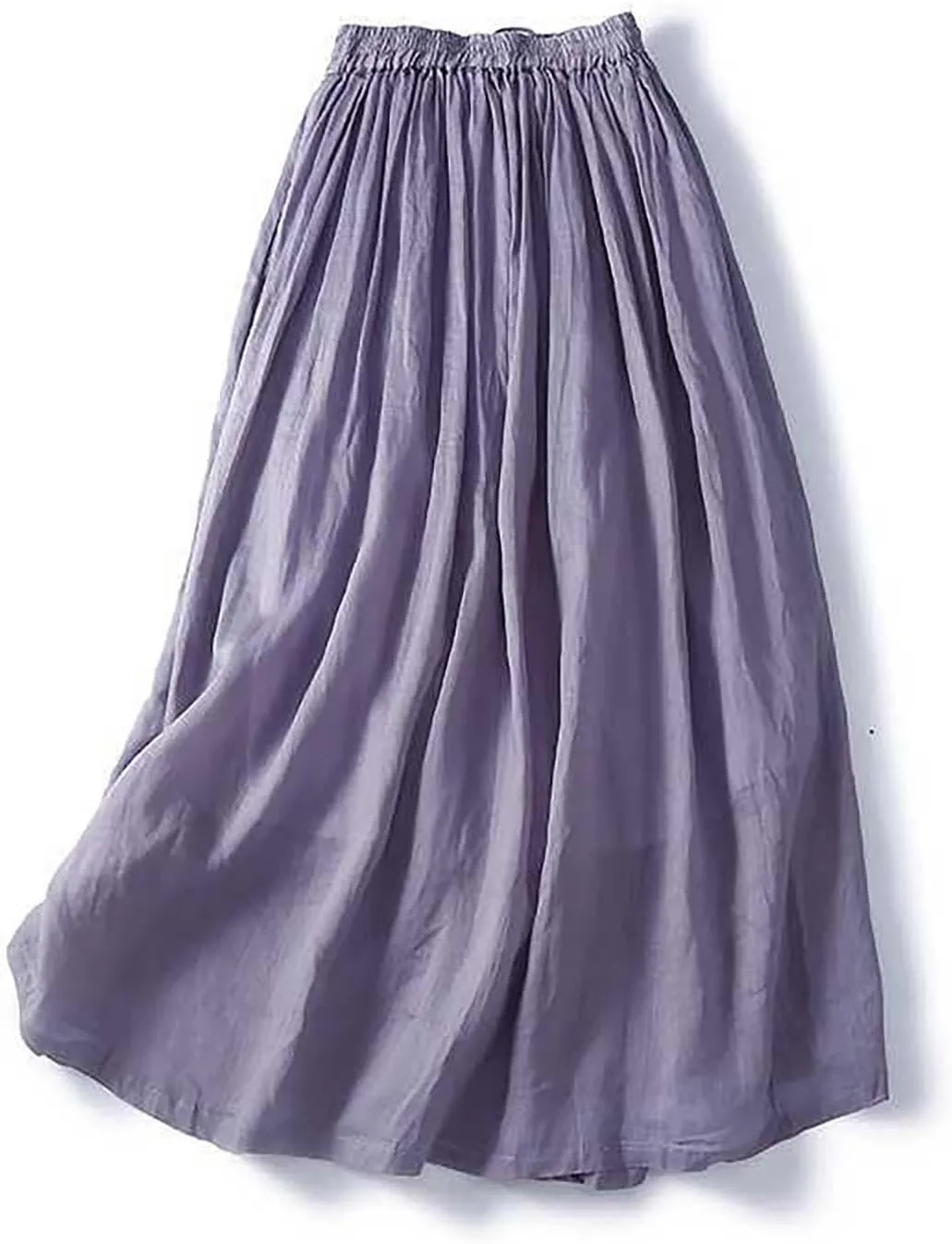 Women's Cotton Linen Maxi Skirt, High Waist Drawstring Long Skirts, Loose Fit Flowy Ankle Length Skirt, Comfy Skirts