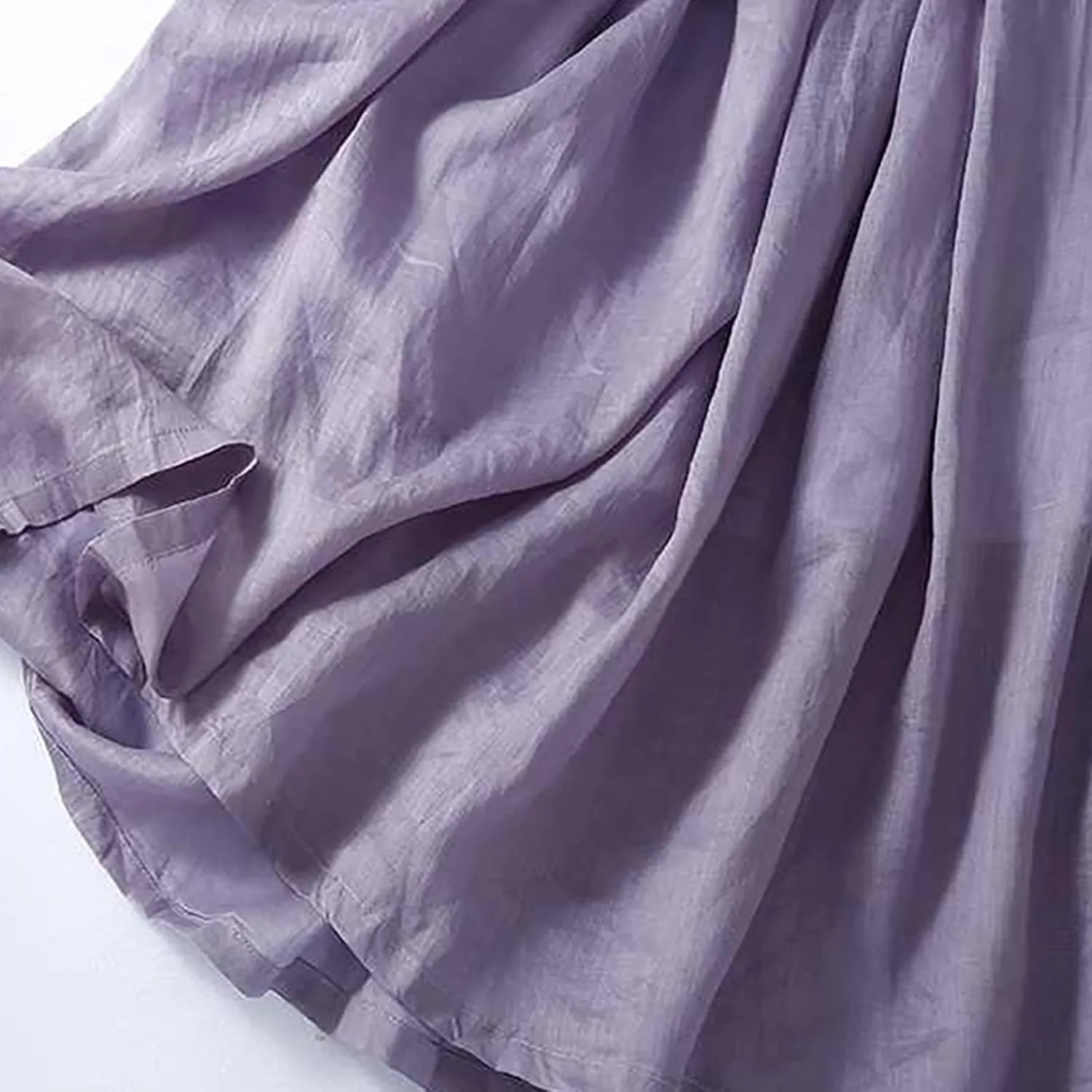 Women's Cotton Linen Maxi Skirt, High Waist Drawstring Long Skirts, Loose Fit Flowy Ankle Length Skirt, Comfy Skirts