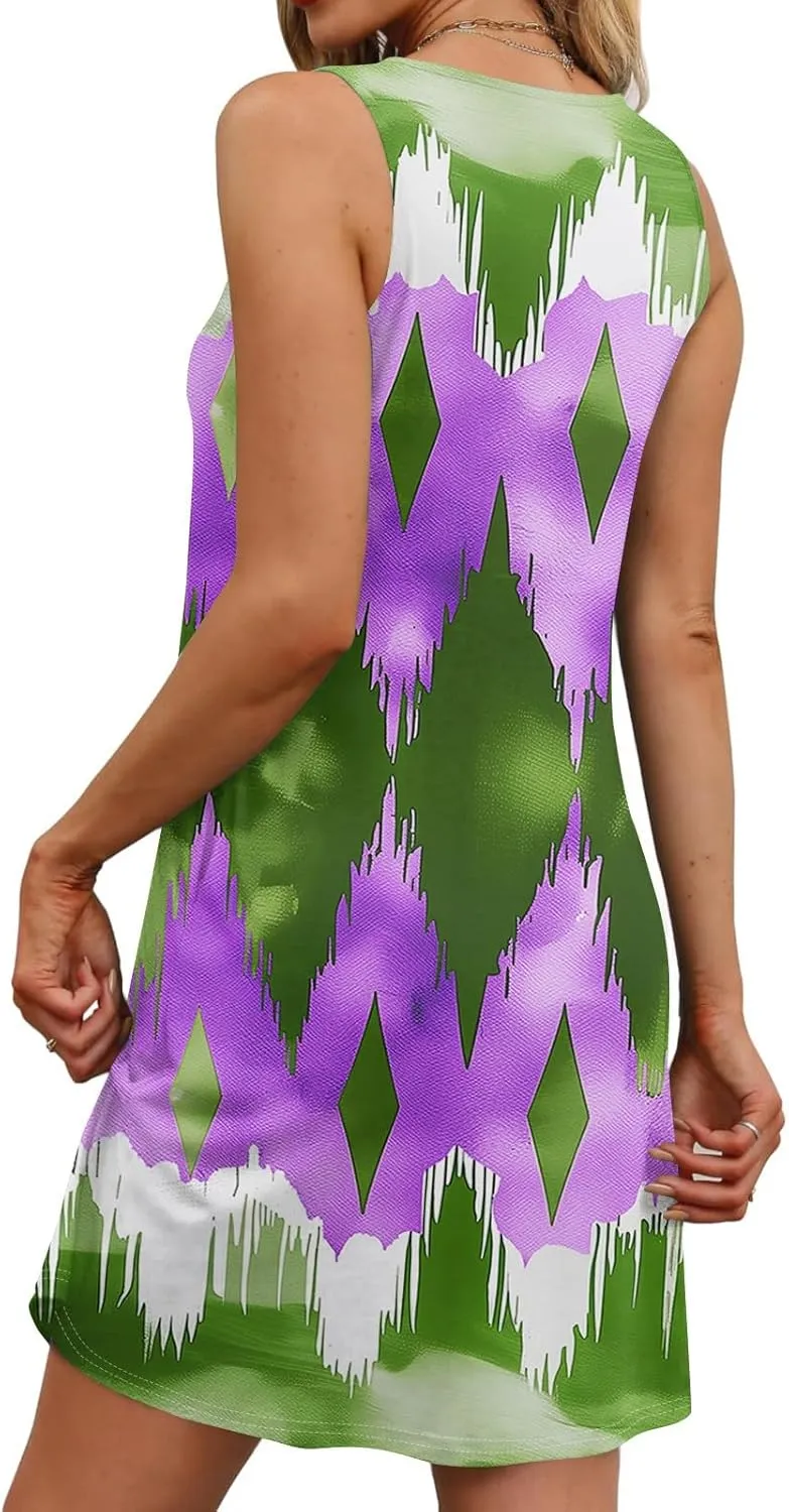 Womens Dresses Casual Summer Tank Dress Sundresses Sleeveless Short Dresses Office Spring Flowy Dress with Pocket