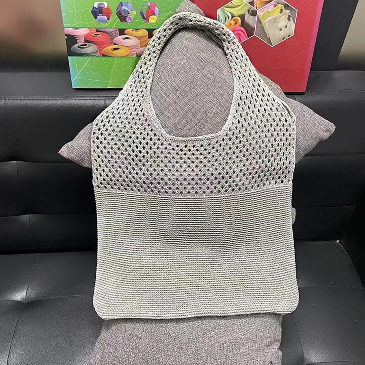 Women's Fashion Shoulder Bags Cute Hobo Tote Handbags Mini Clutch Purses with Zipper Closure Fashion Beach Bag(Grey)
