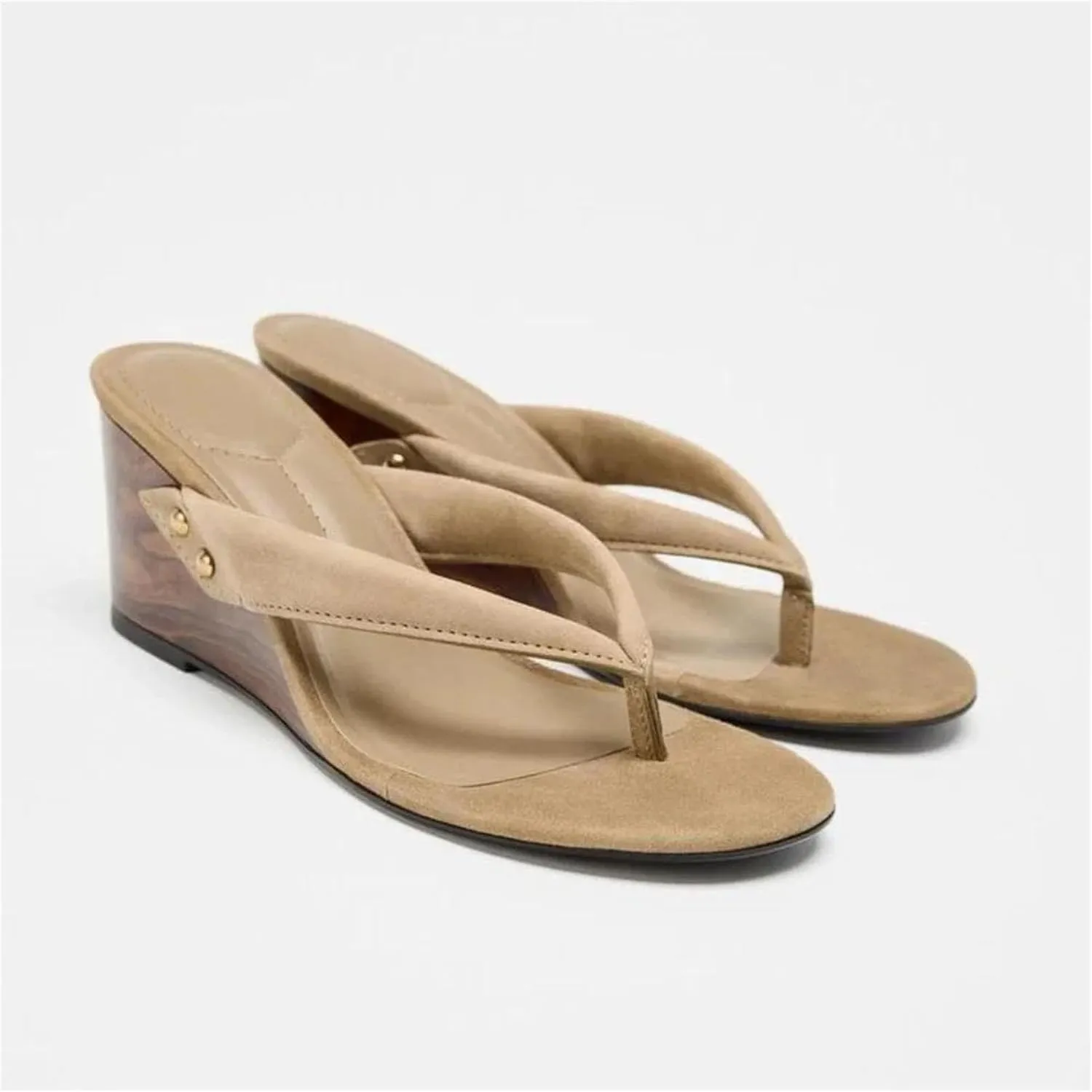 Women's FashionPrint Flip-Flops - Clip Toe Wedge Heel Summer Outdoor Slides