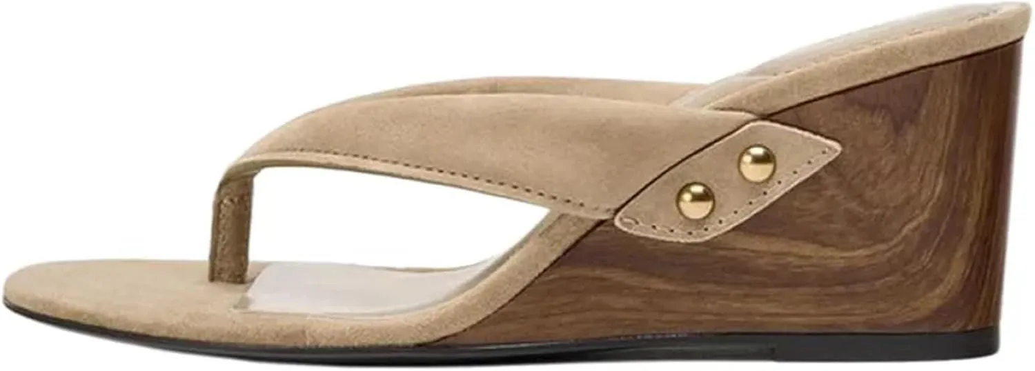 Women's FashionPrint Flip-Flops - Clip Toe Wedge Heel Summer Outdoor Slides