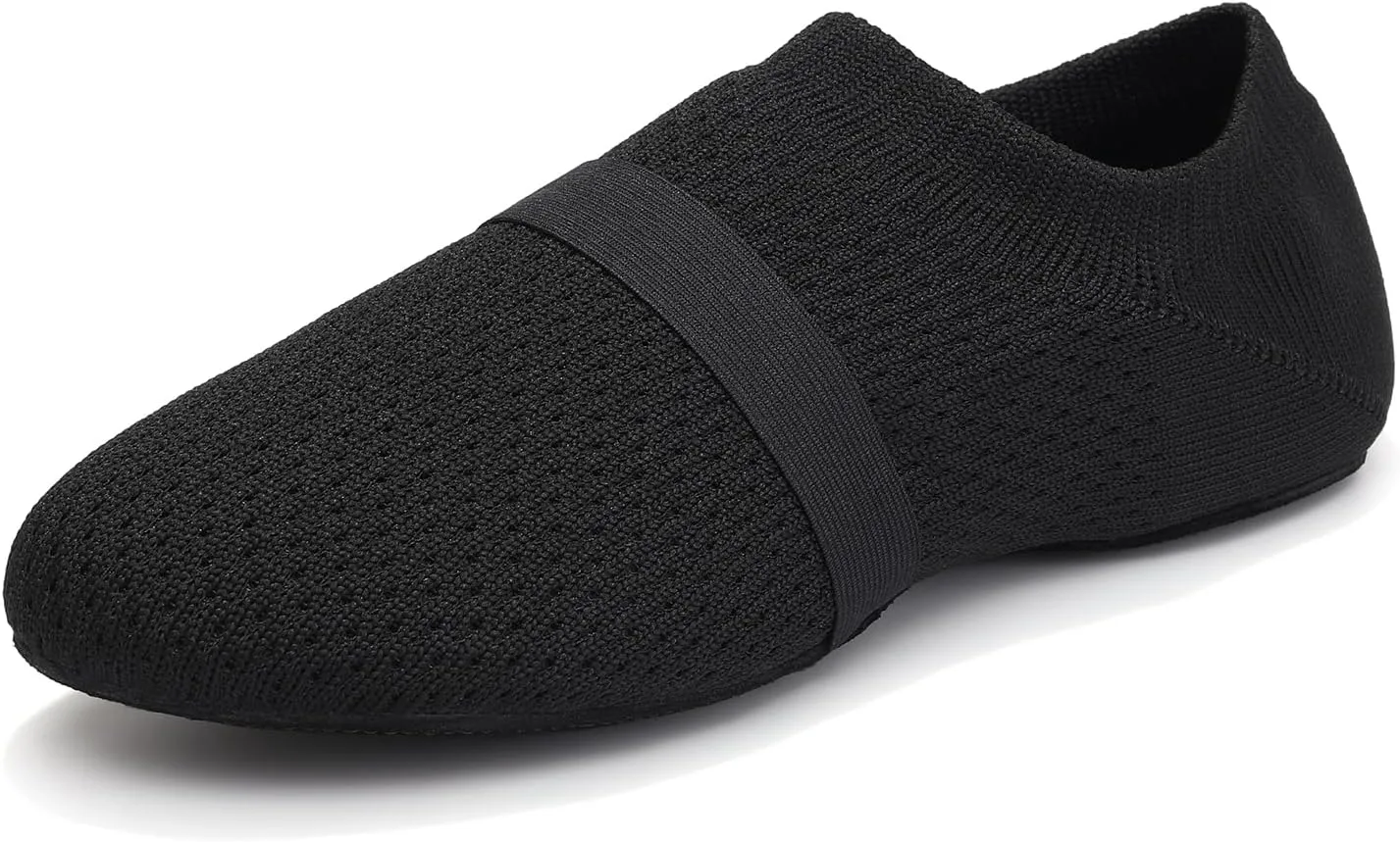 Women's Jazz Shoes Slip-on Fabric Professional Teacher Trainning Beginner Ballroom Dance Practice Shoes Dance Slippers,Model SS-PDLL