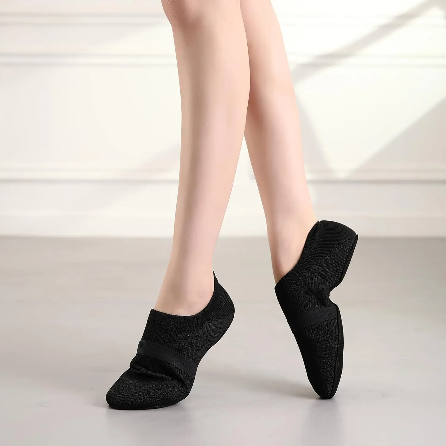 Women's Jazz Shoes Slip-on Fabric Professional Teacher Trainning Beginner Ballroom Dance Practice Shoes Dance Slippers,Model SS-PDLL