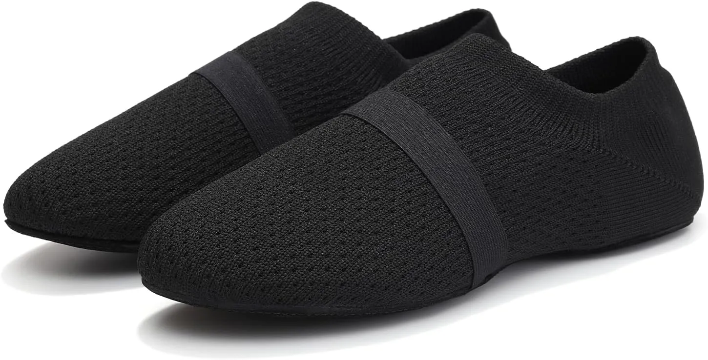 Women's Jazz Shoes Slip-on Fabric Professional Teacher Trainning Beginner Ballroom Dance Practice Shoes Dance Slippers,Model SS-PDLL