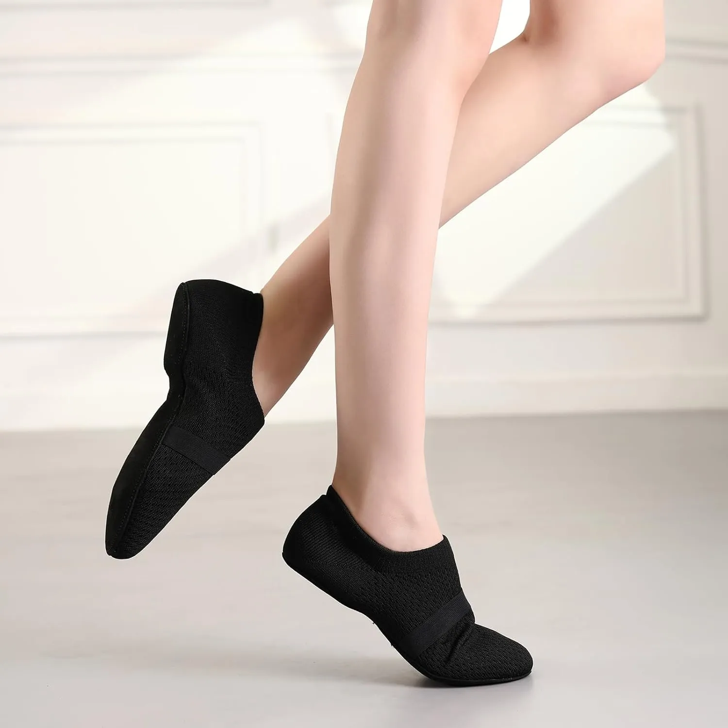 Women's Jazz Shoes Slip-on Fabric Professional Teacher Trainning Beginner Ballroom Dance Practice Shoes Dance Slippers,Model SS-PDLL