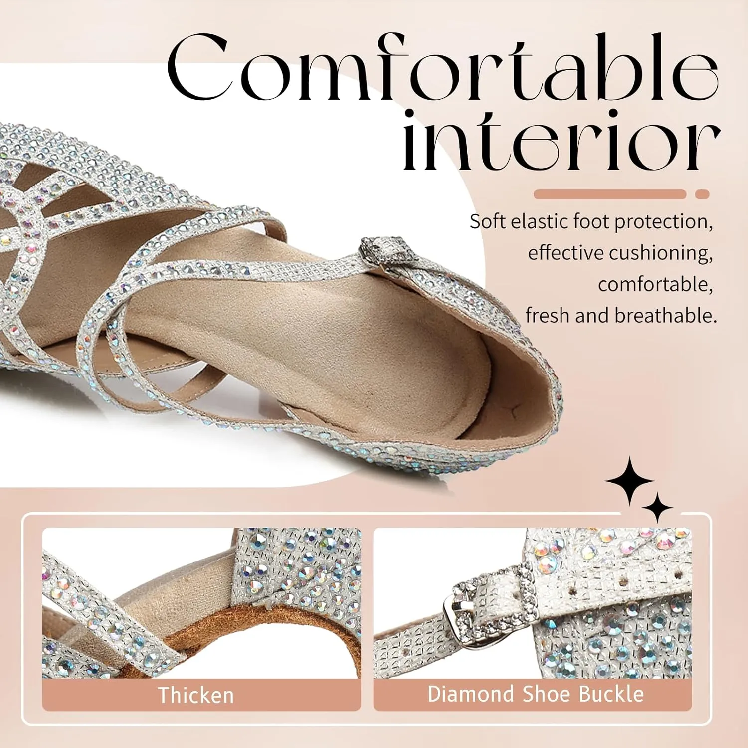 Women's Latin Dance Shoes Open Toe Suede Sole Performence Wedding Party Ballroom Salsa Platform Dancing Heels,Model YC-L458