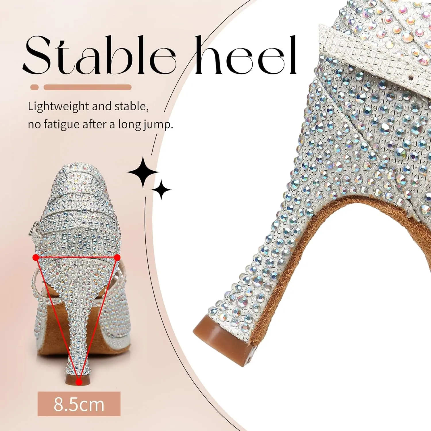 Women's Latin Dance Shoes Open Toe Suede Sole Performence Wedding Party Ballroom Salsa Platform Dancing Heels,Model YC-L458