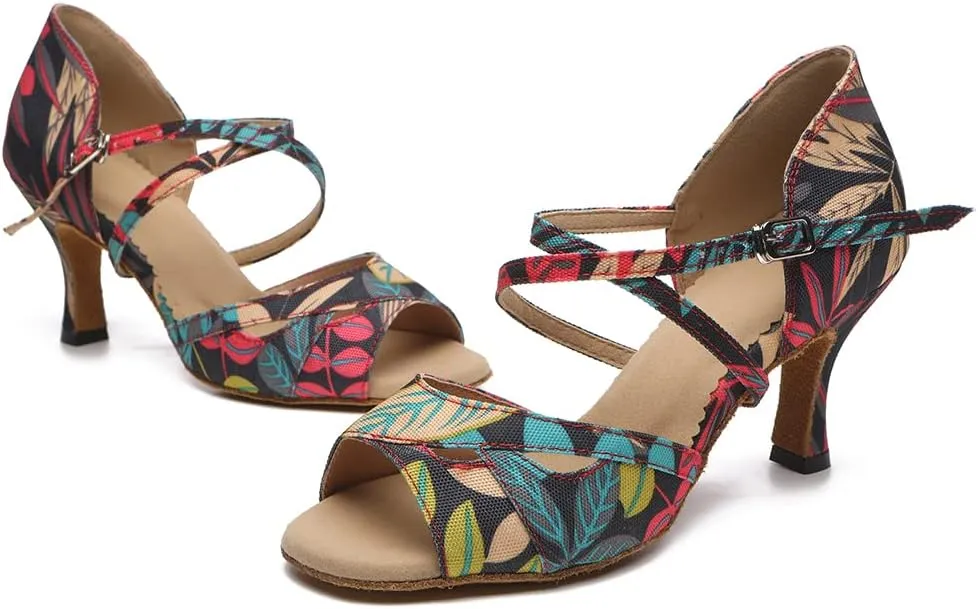 Women's Latin Dance Shoes Professional Peep Toe Ballroom Salsa Chacha Dance Performance Shoes,Model-519