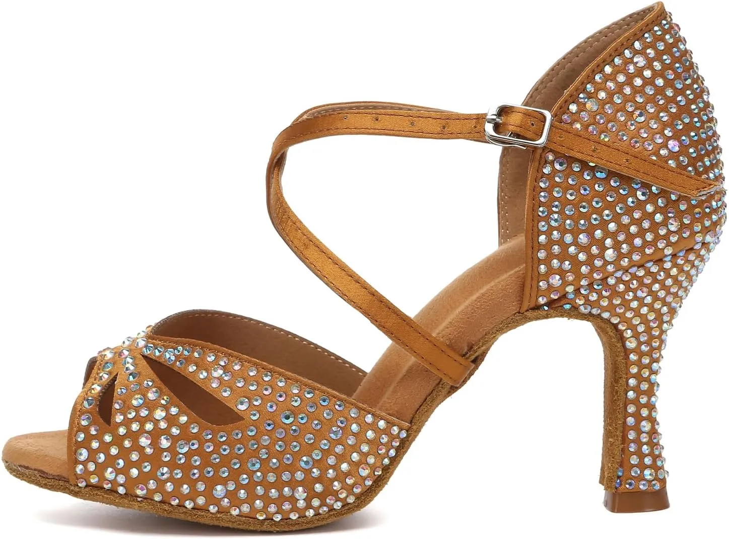 Women's Latin Dance Shoes Rhinestone Peep Toe Ballroom Tango Performance Dance Shoes