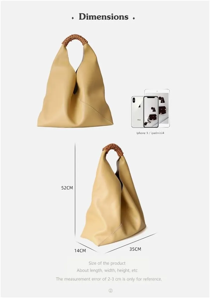 Women's Leather Shoulder Bag Chic Stylish Versatile Cowhide Commuting Armpit Handbag Woven Large Capacity Totes Triangle