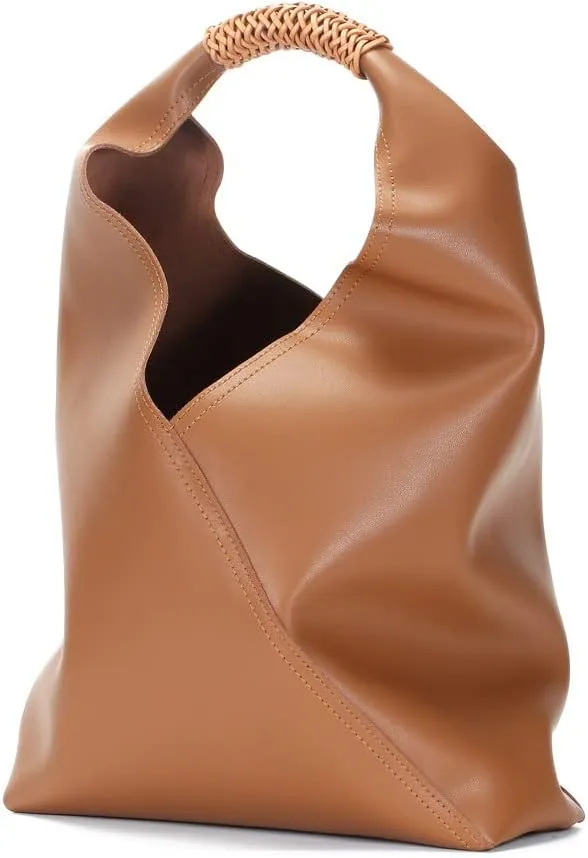 Women's Leather Shoulder Bag Chic Stylish Versatile Cowhide Commuting Armpit Handbag Woven Large Capacity Totes Triangle