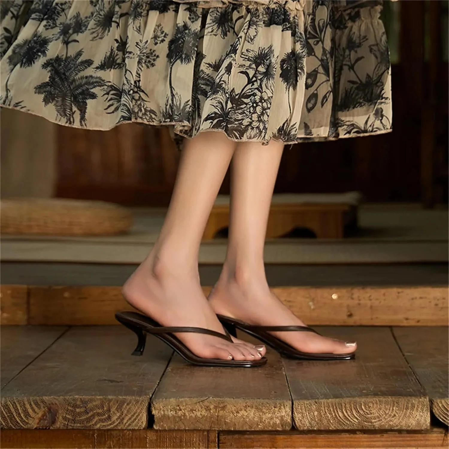 Women's Sexy Leather Flip-Flop Pumps - High Heels Summer Party Prom Fashion Slippers