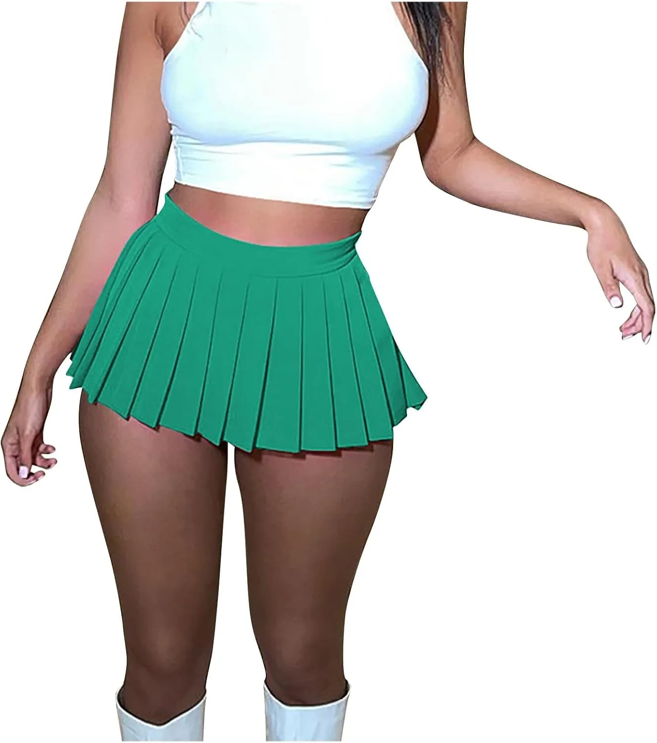 Women's Sexy Mini Skirts Solid Color High Waist Pleated Skirt Casual Comfy Club Short Skirts Fashion Travel Skirt