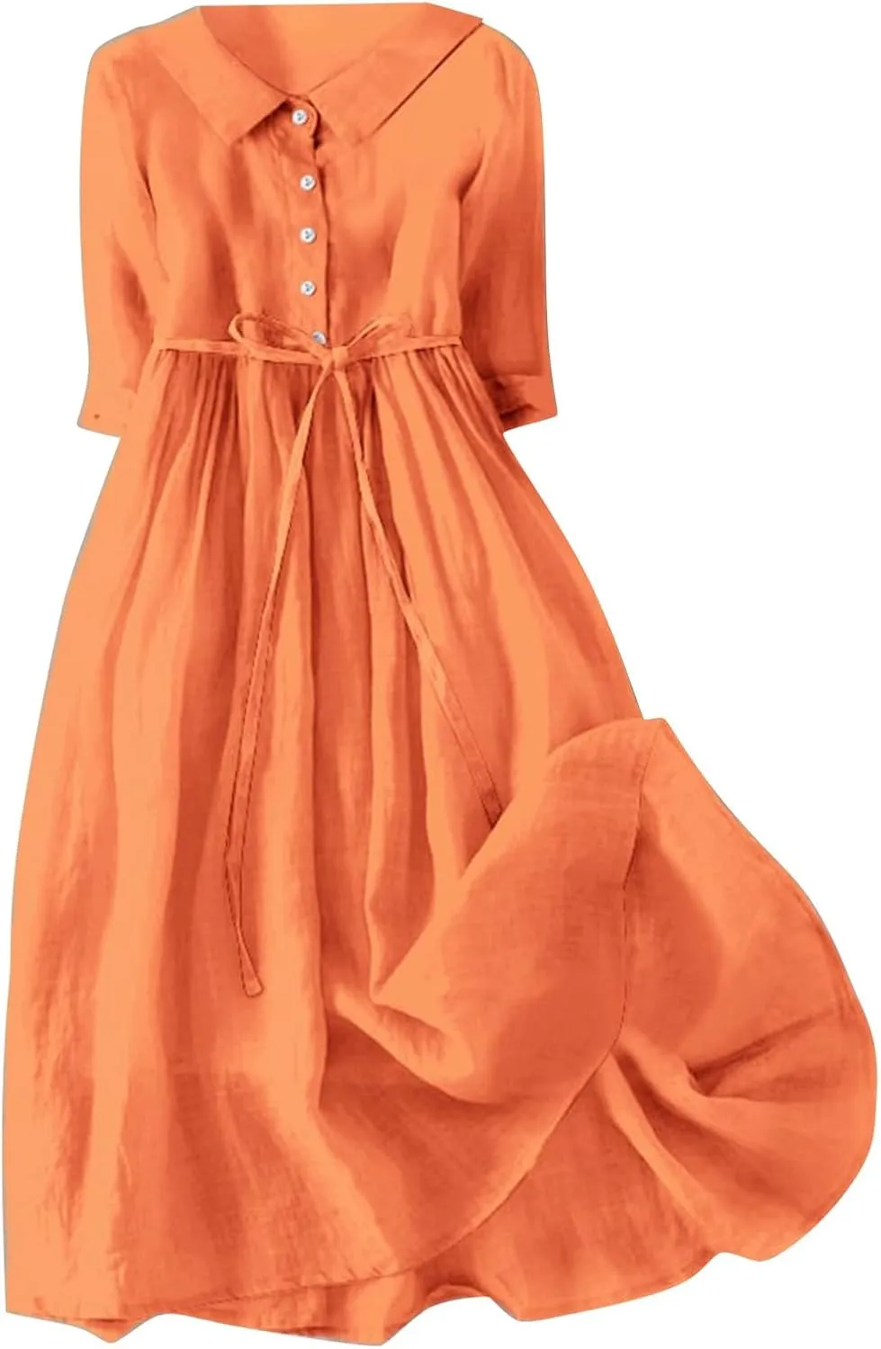 Womens Summer Dresses Boho Floral Lapel Neck Button Casual A-Line Lace-Up Dress Cruise Outfits 2024 Blue Dresses
