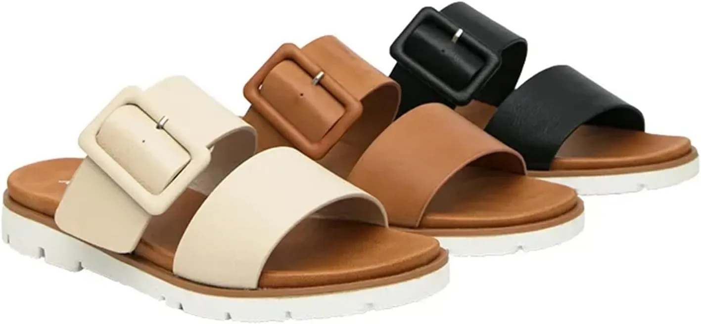 Women's Throwback-Inspired Flip-Flop Slides - Open Toe Summer Beach Casual