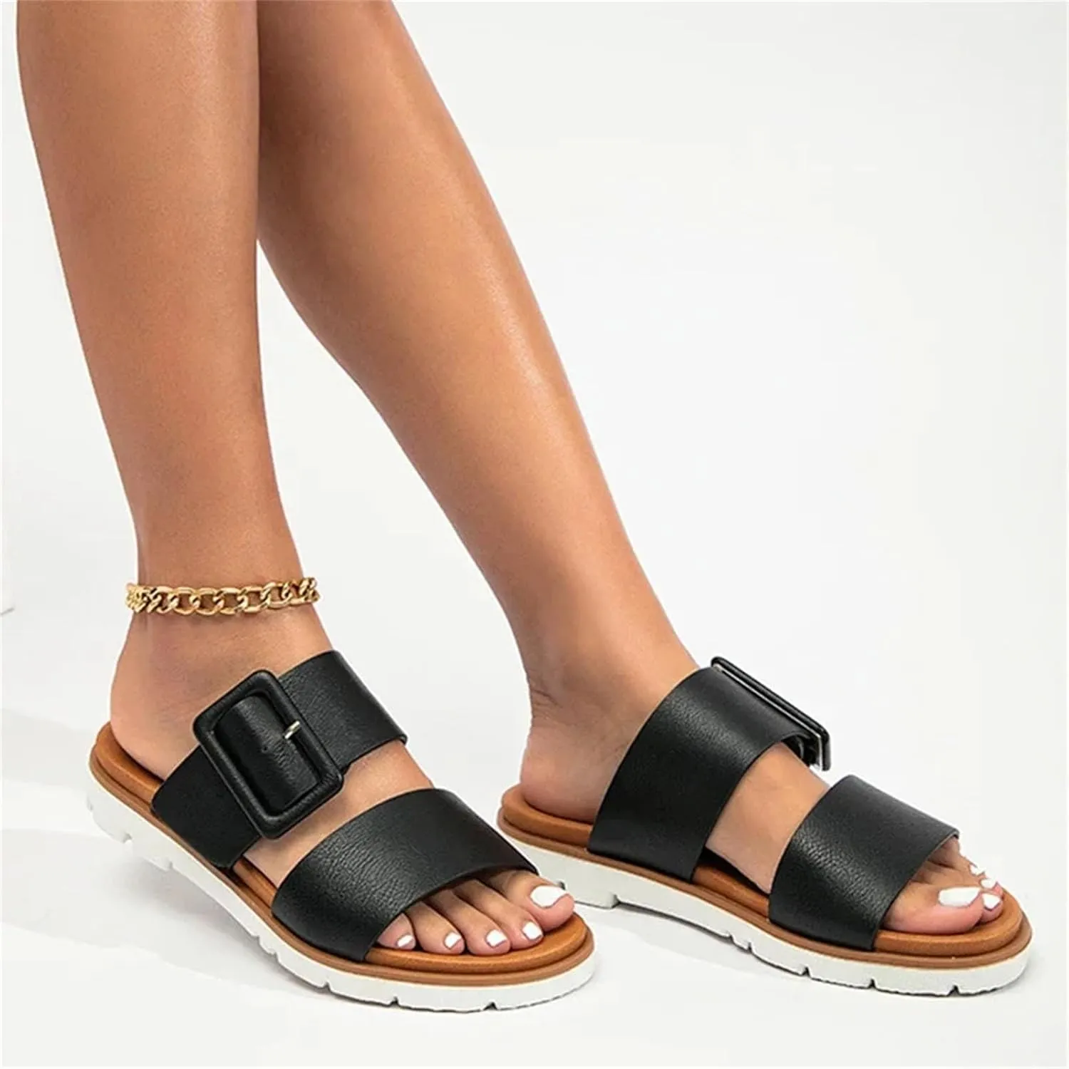 Women's Throwback-Inspired Flip-Flop Slides - Open Toe Summer Beach Casual
