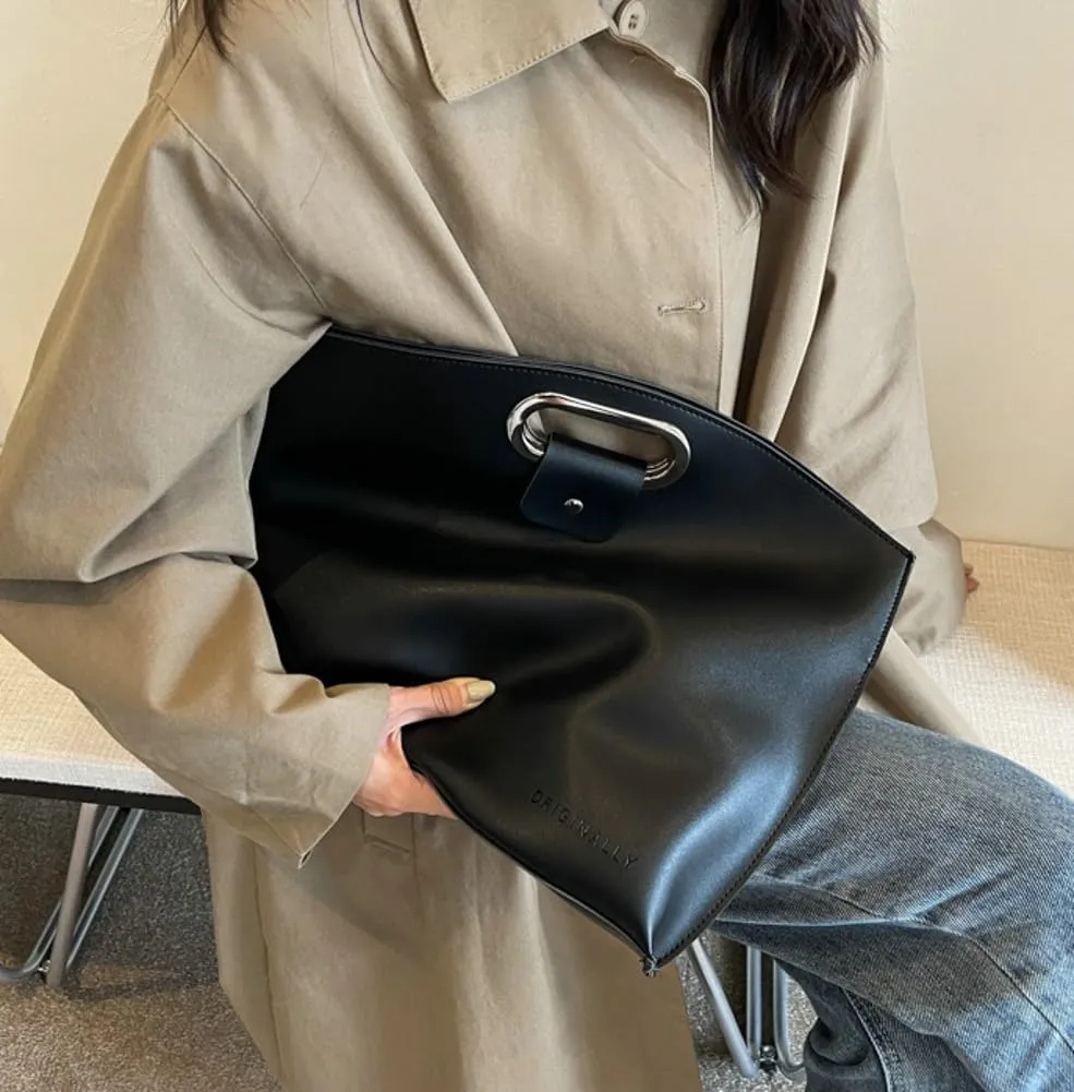 Womens Trendy Tote Bags PU Leather Top Handle Satchel Handbag Female Clutch Purse Messenger Bag Large Envelope Bag