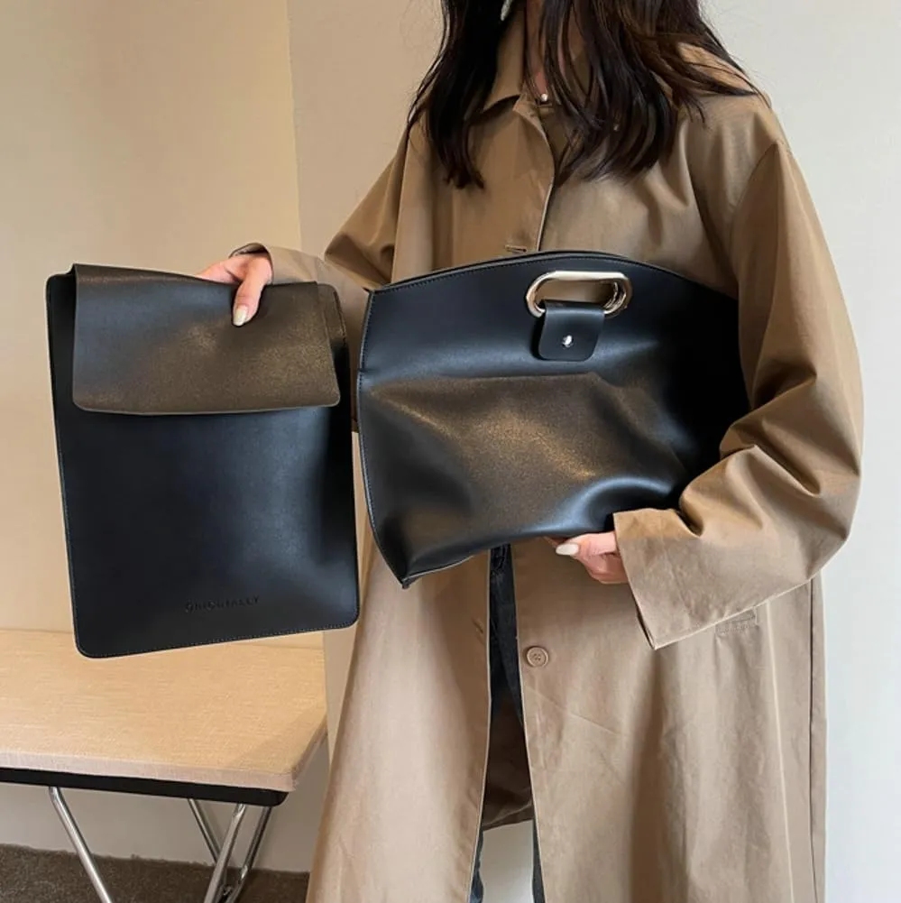 Womens Trendy Tote Bags PU Leather Top Handle Satchel Handbag Female Clutch Purse Messenger Bag Large Envelope Bag