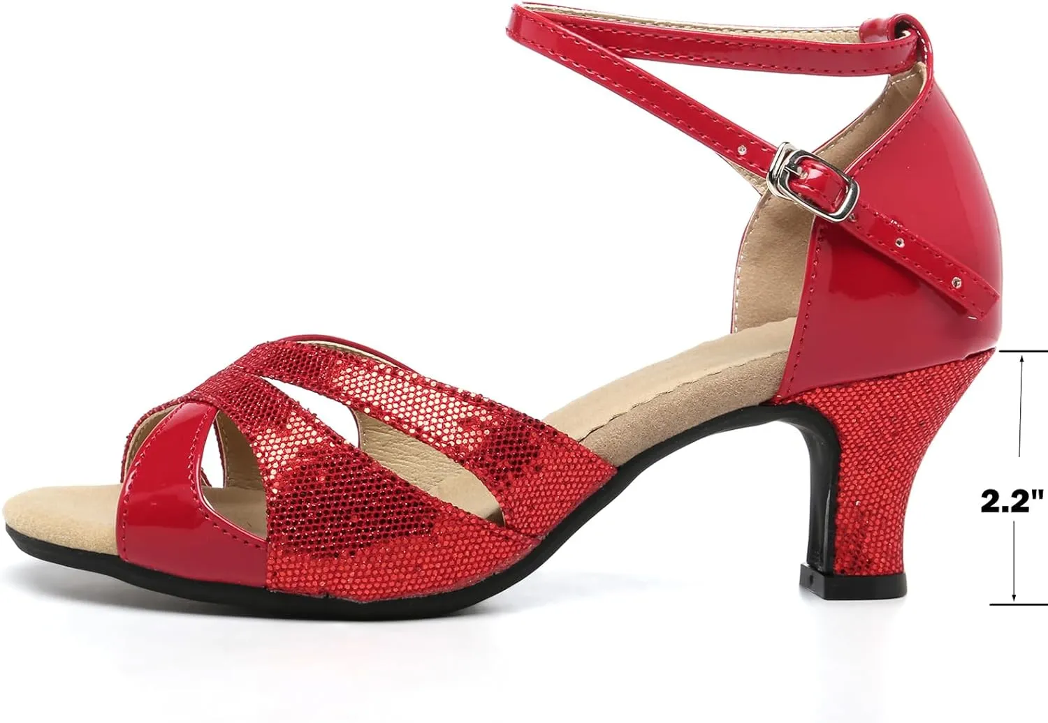 WUIWUIYU Women Dance Shoes 2.2" Ankle Strap Dancing Heels for Ballroom Salsa Tango Flamenco Latin Paso Doble Footwears