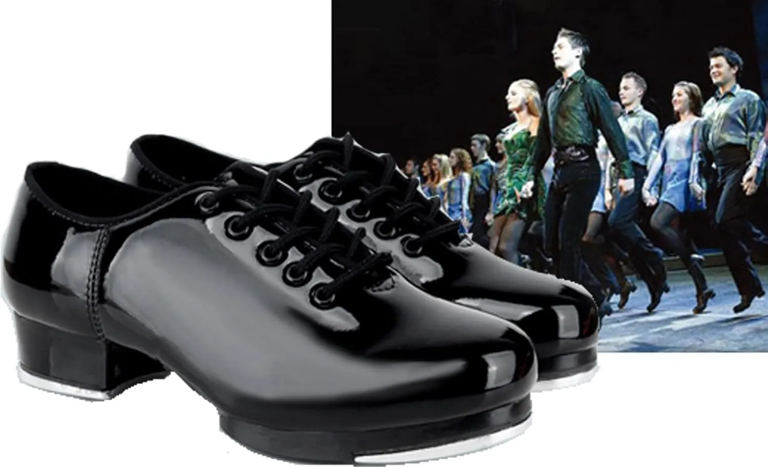 WUIWUIYU Women's Men's Black Tap Shoes Lace-Up Heels Split Sole Jazz Dance Shoes for Adult