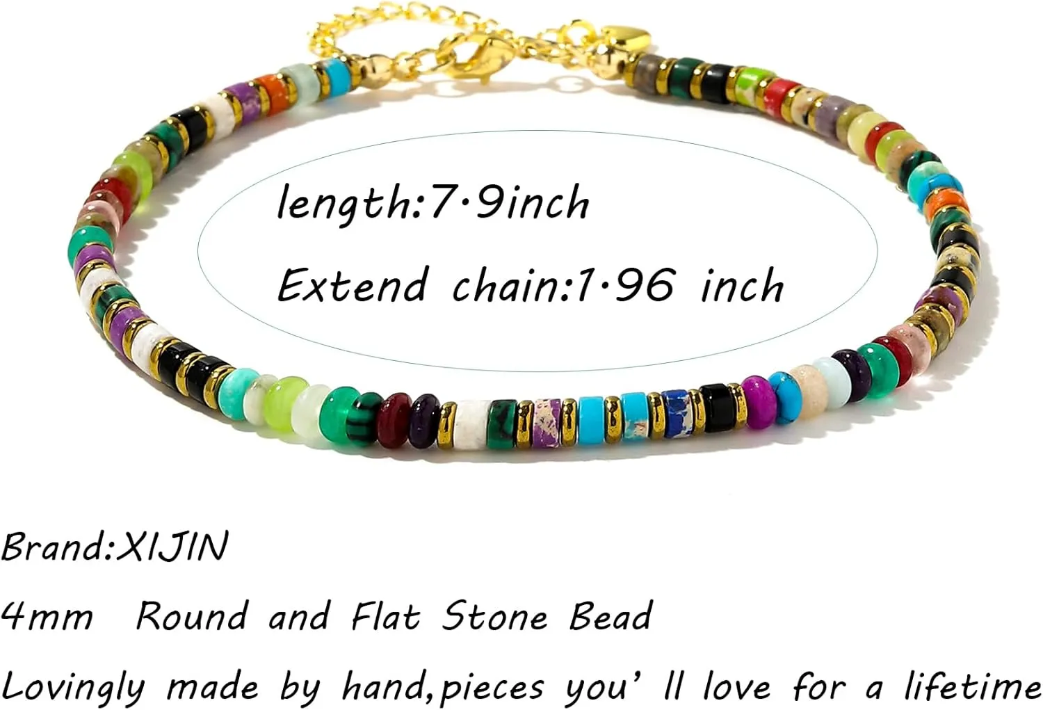 XIJIN Natural Stone Beaded Anklets for Women Handmade Beach Boho Turquoise Beads Ankle Bracelet Jewelry Gift for Her