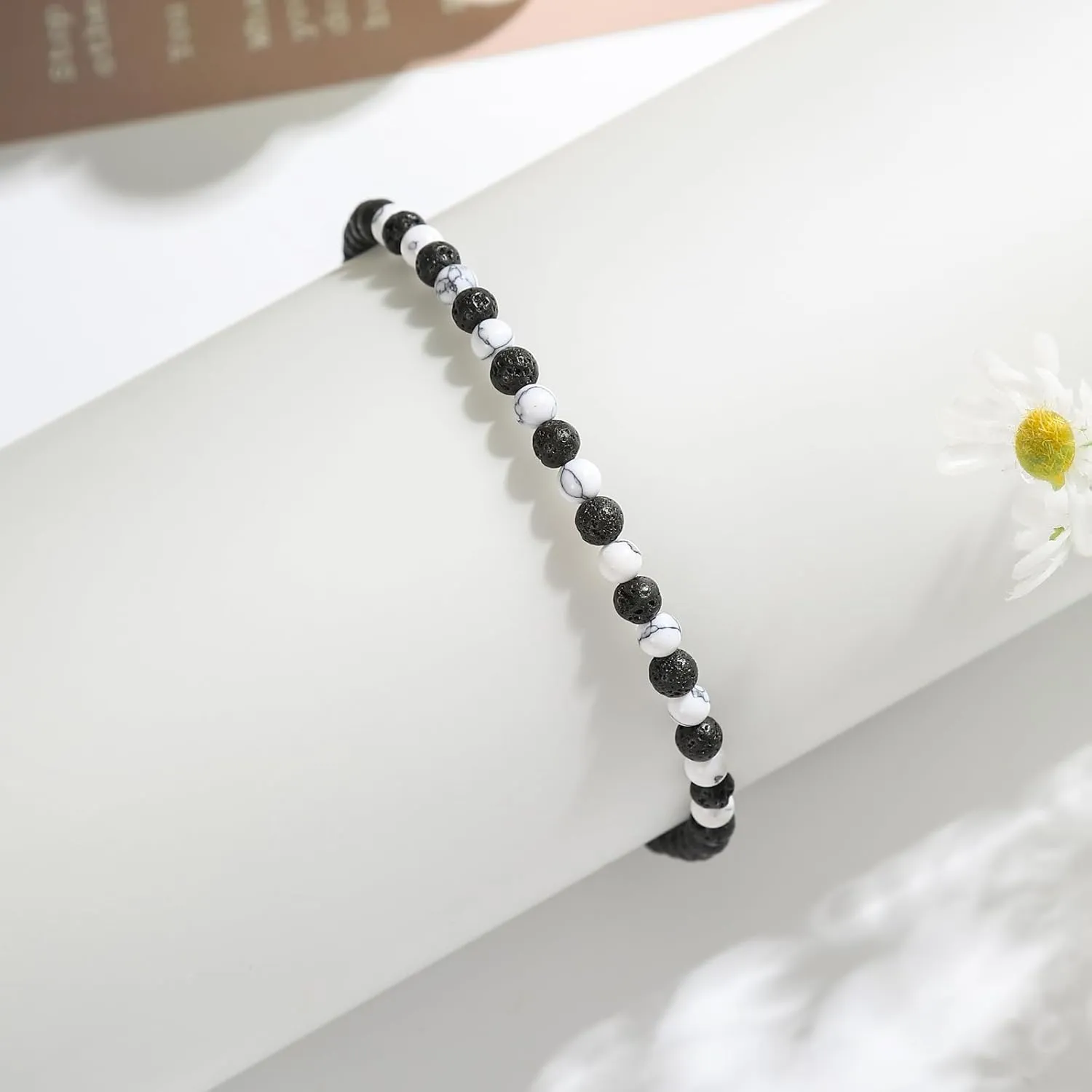 XIJIN Stone Beaded Anklets for Women Handmade Beach Boho Round Bead Ankle Bracelet Jewelry Gift for Her