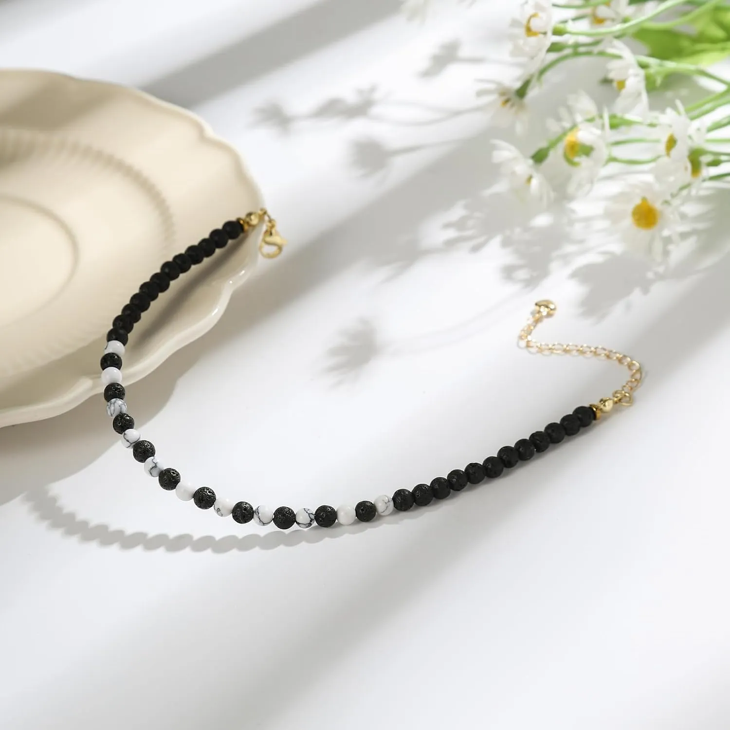 XIJIN Stone Beaded Anklets for Women Handmade Beach Boho Round Bead Ankle Bracelet Jewelry Gift for Her