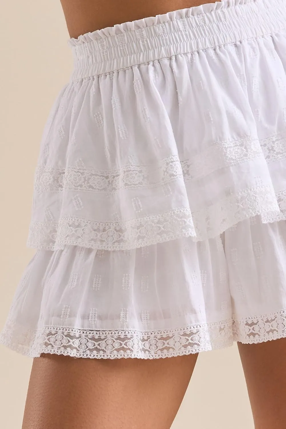 Y2k Women Lace Trim Shorts Tiered Ruffle Flowy Skort High Waisted Layered Fairy Mini Skirt Cute Summer Boho Skirts