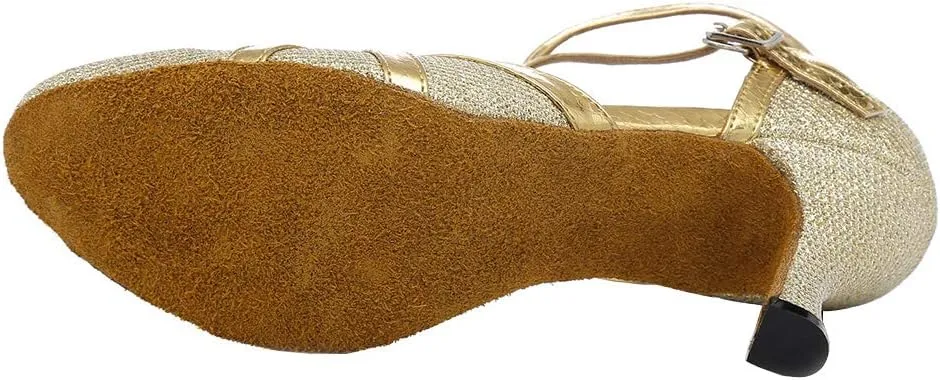 YKXLM Latin Dance Shoes Women Ballroom Performance Salsa Satin Shoes Closed-Toe Modle YCL336
