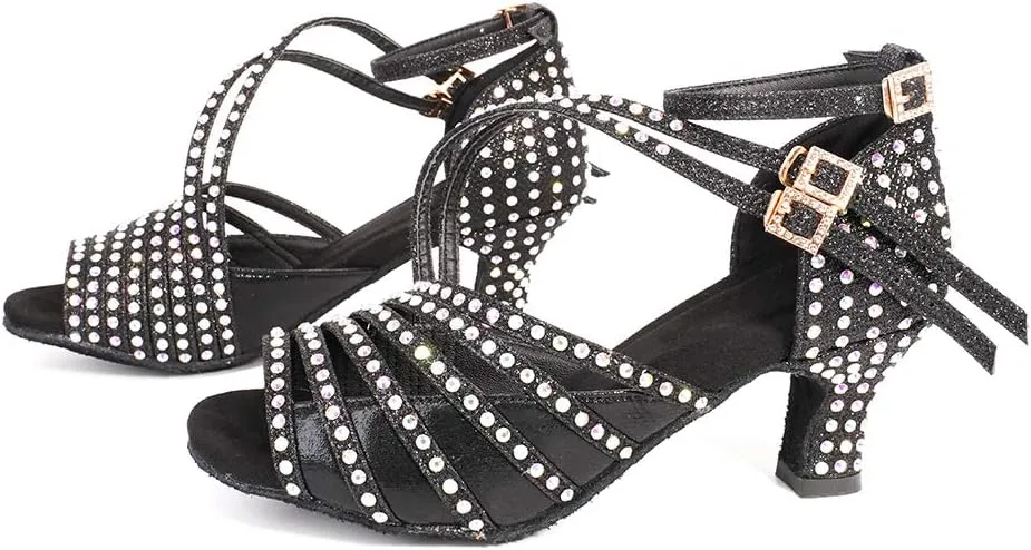 YKXLM Latin Dance Shoes Women Latin Ballroom Dance Shoes Women Performance Social Wedding Dance Shoes,Model AS-7012