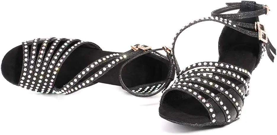 YKXLM Latin Dance Shoes Women Latin Ballroom Dance Shoes Women Performance Social Wedding Dance Shoes,Model AS-7012