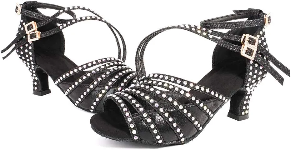 YKXLM Latin Dance Shoes Women Latin Ballroom Dance Shoes Women Performance Social Wedding Dance Shoes,Model AS-7012