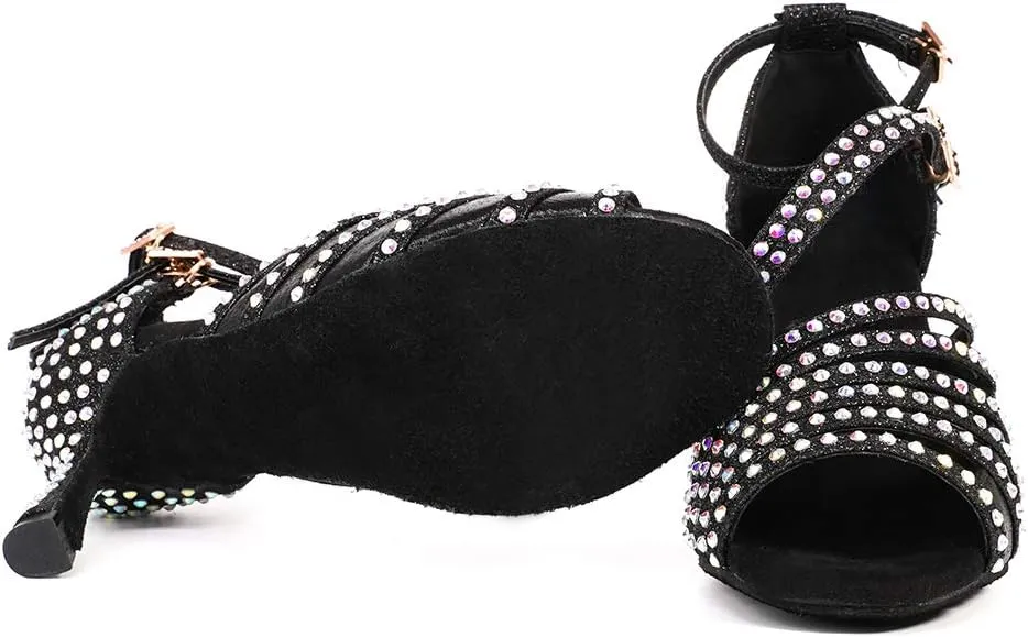YKXLM Latin Dance Shoes Women Latin Ballroom Dance Shoes Women Performance Social Wedding Dance Shoes,Model AS-7012