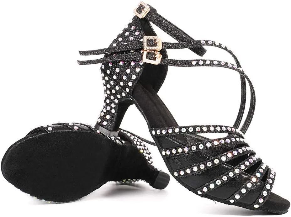YKXLM Latin Dance Shoes Women Latin Ballroom Dance Shoes Women Performance Social Wedding Dance Shoes,Model AS-7012