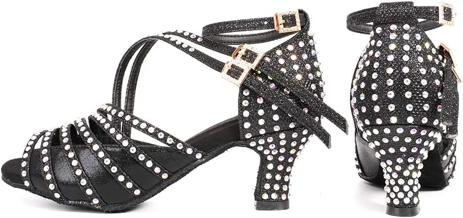 YKXLM Latin Dance Shoes Women Latin Ballroom Dance Shoes Women Performance Social Wedding Dance Shoes,Model AS-7012