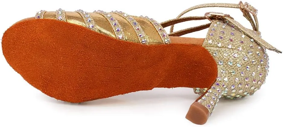YKXLM Latin Dance Shoes Women Latin Ballroom Dance Shoes Women Performance Social Wedding Dance Shoes,Model AS-7012