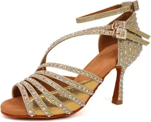 YKXLM Latin Dance Shoes Women Latin Ballroom Dance Shoes Women Performance Social Wedding Dance Shoes,Model AS-7012