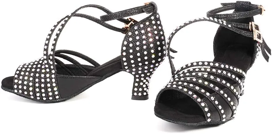 YKXLM Latin Dance Shoes Women Latin Ballroom Dance Shoes Women Performance Social Wedding Dance Shoes,Model AS-7012