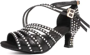 YKXLM Latin Dance Shoes Women Latin Ballroom Dance Shoes Women Performance Social Wedding Dance Shoes,Model AS-7012