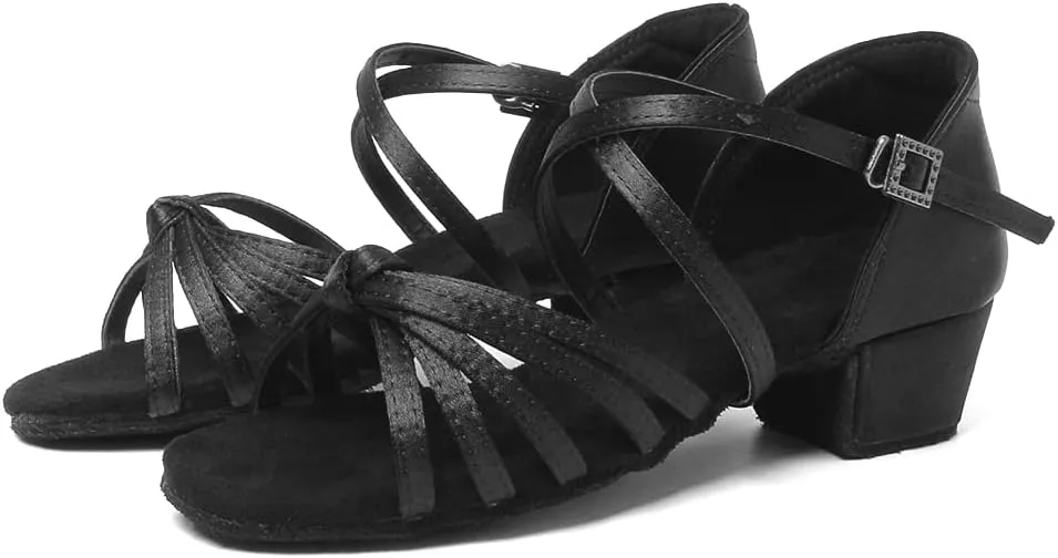 YKXLM Toddler Girls Latin Dance Shoes Kids Low Heels Tango Salsa Ballroom Practice Dance Shoes for Girls
